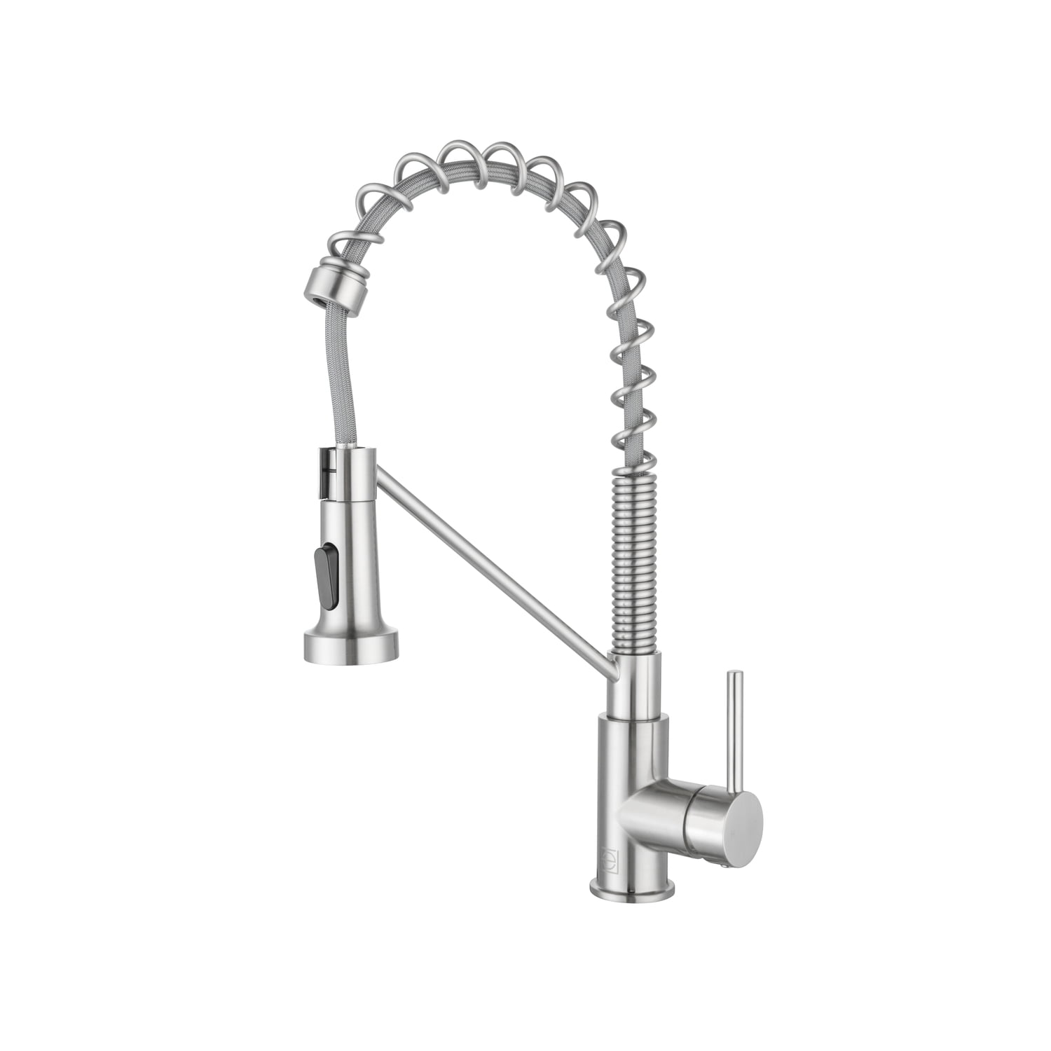 Brushed Nickel Spring Neck Pull Down Kitchen Faucet