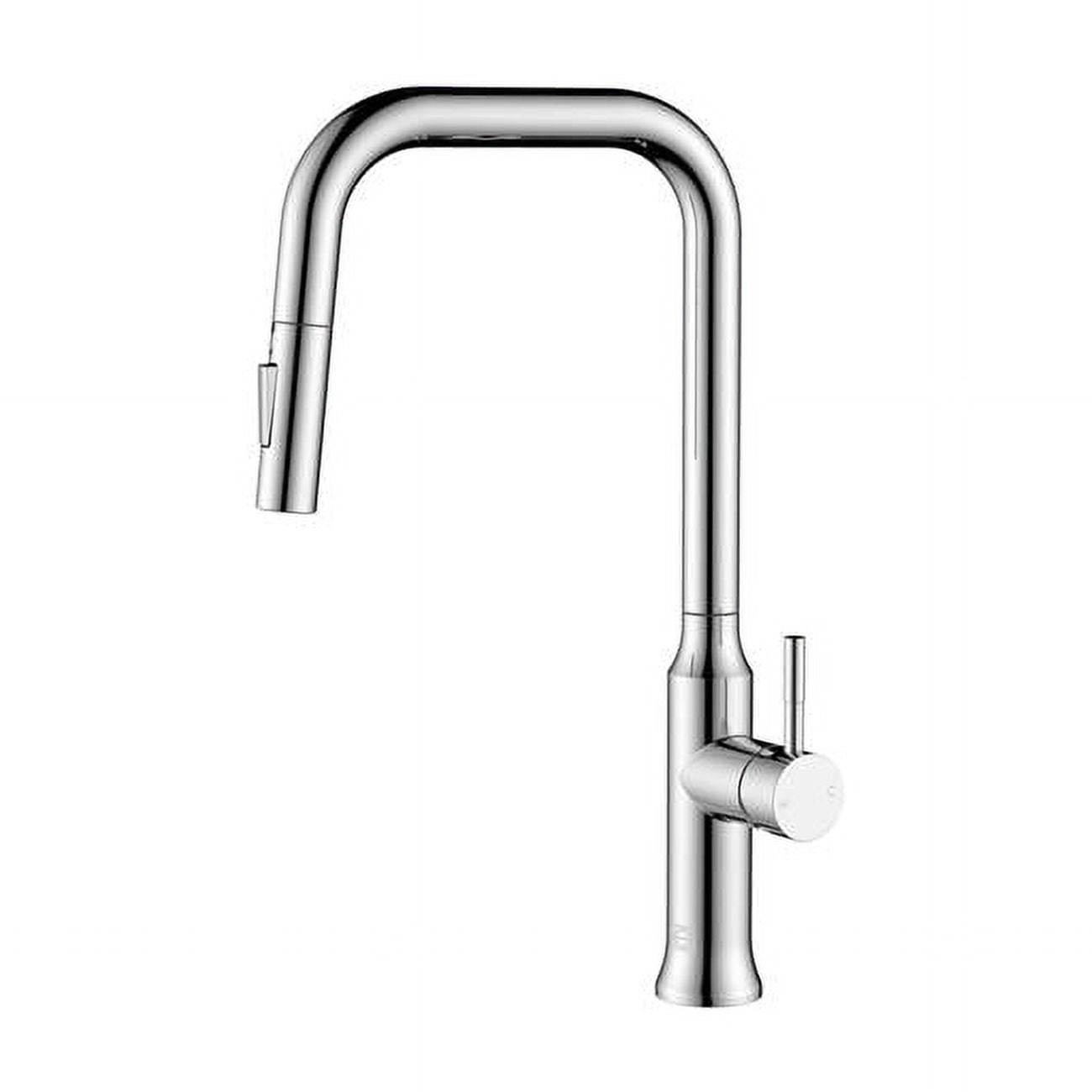 Chrome Gooseneck Single Handle Pull-Down Kitchen Faucet