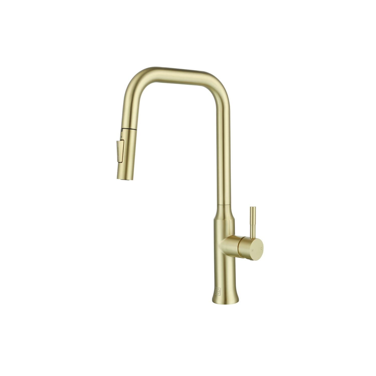 Brushed Gold Stainless Steel Gooseneck Kitchen Faucet with Pull-out Spray