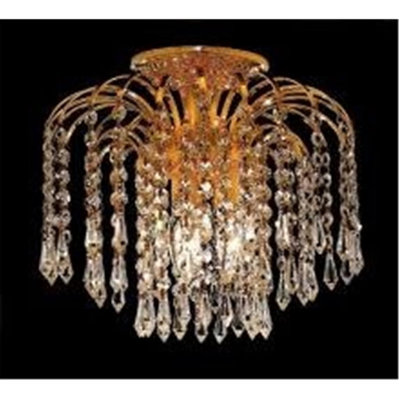 6801 Falls Collection Flush Mount D12in H12in Lt:3 Gold Finish (Royal Cut Crystals) - Finish:Gold - Finish:Gold - Finish:Gold - Finish:Gold-Finish:Gold