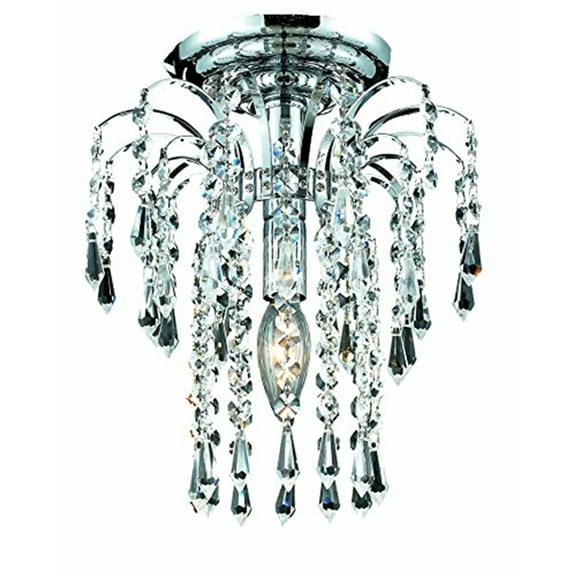 Elegant Lighting Falls 9" Royal Crystal Flush Mount in Chrome