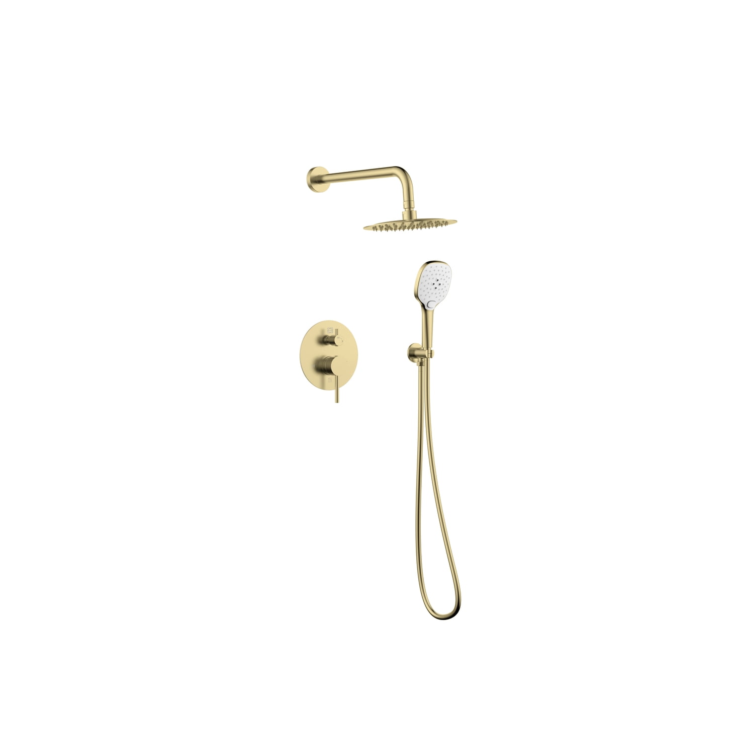 Brushed Gold Brass Handheld Wall Mounted Shower System