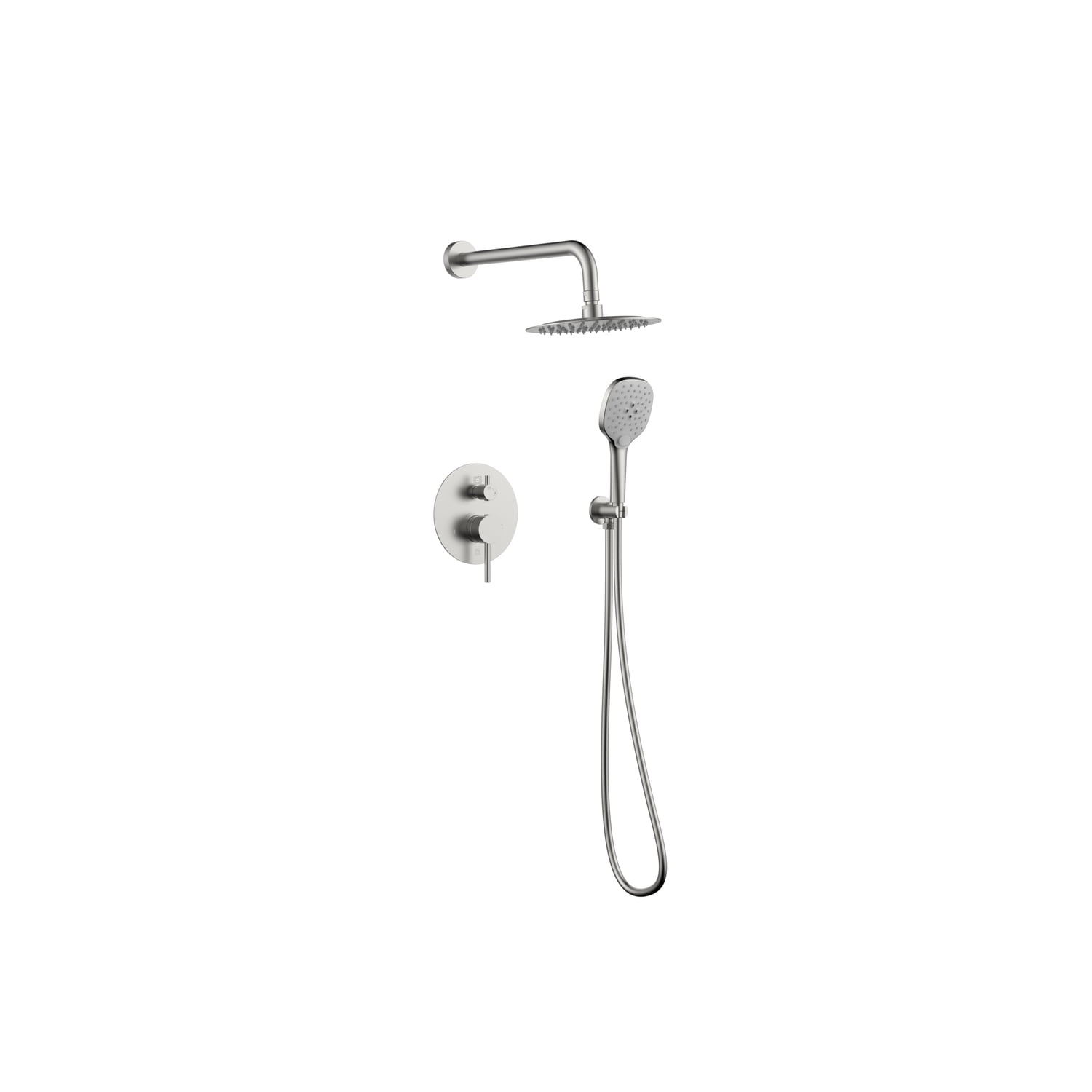 Brushed Nickel Dual Shower System with Handheld and Wall Mount