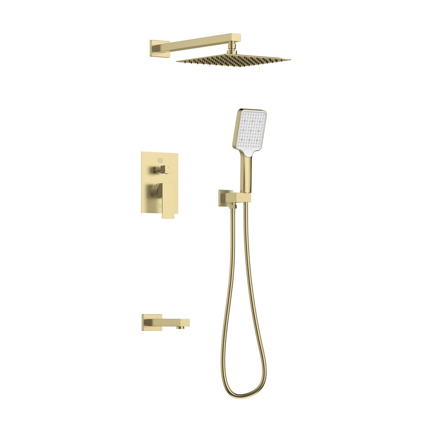 Brushed Gold Brass Handheld Wall Mounted Shower System