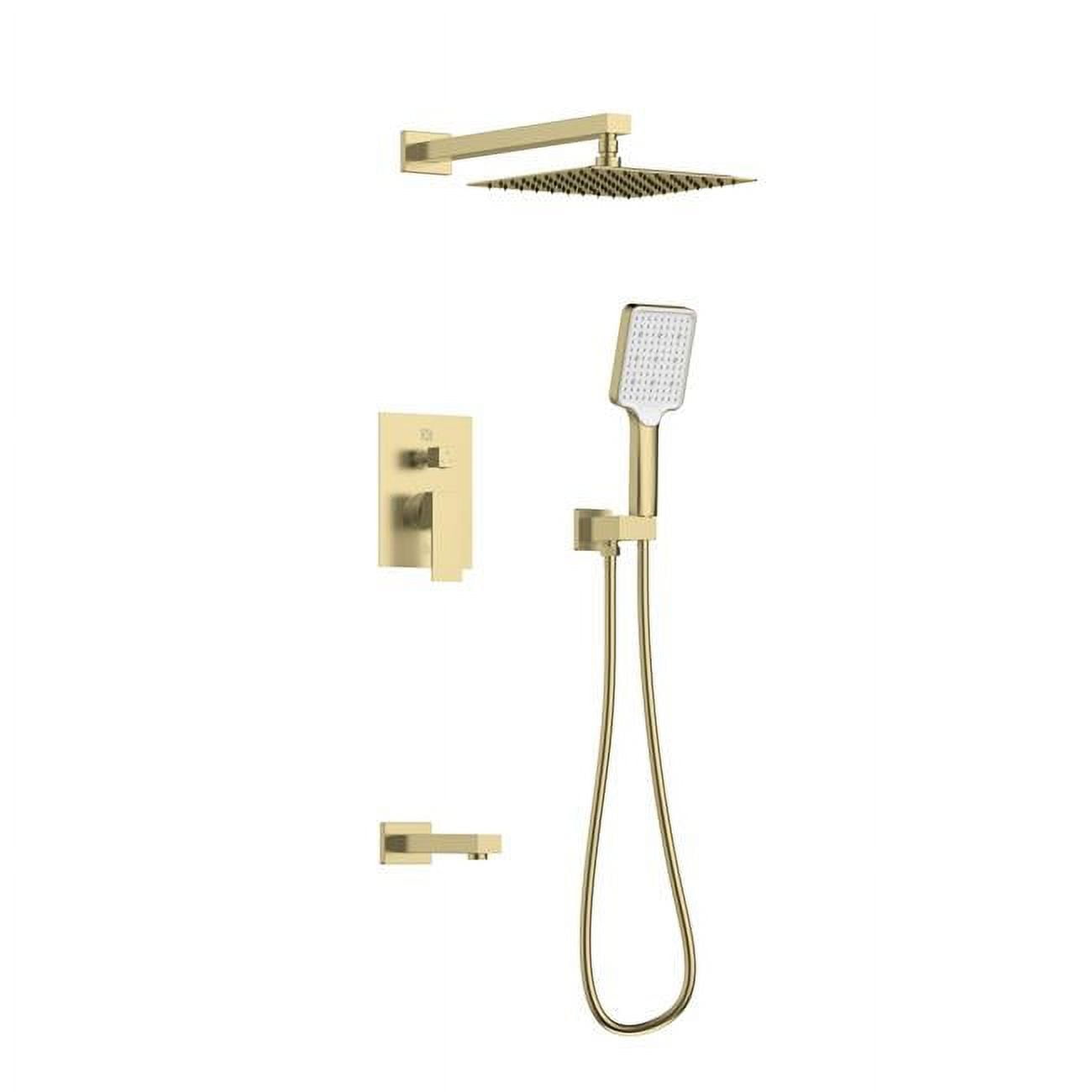 Brushed Gold Brass Handheld Wall Mounted Shower System