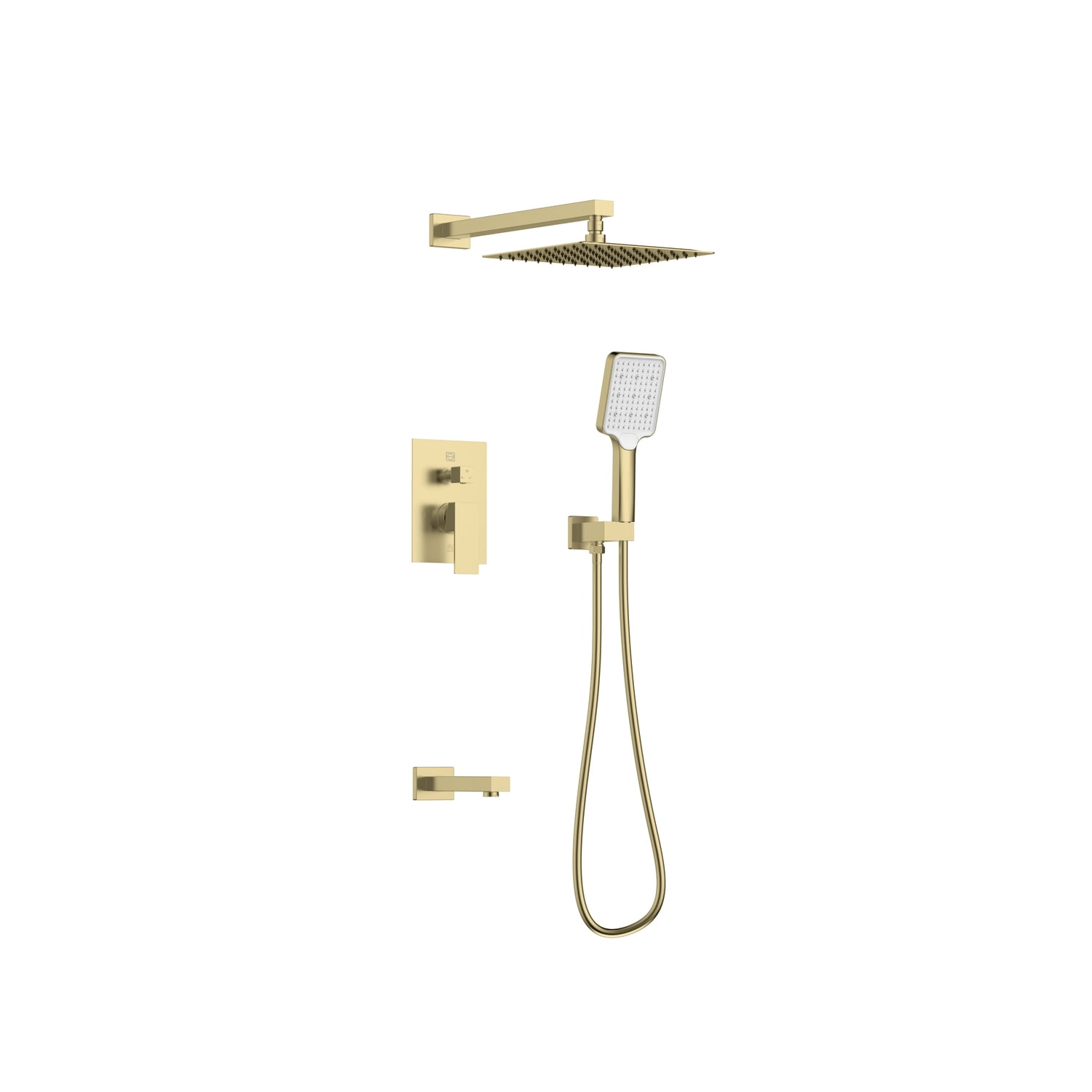 Brushed Gold Brass Handheld Wall Mounted Shower System