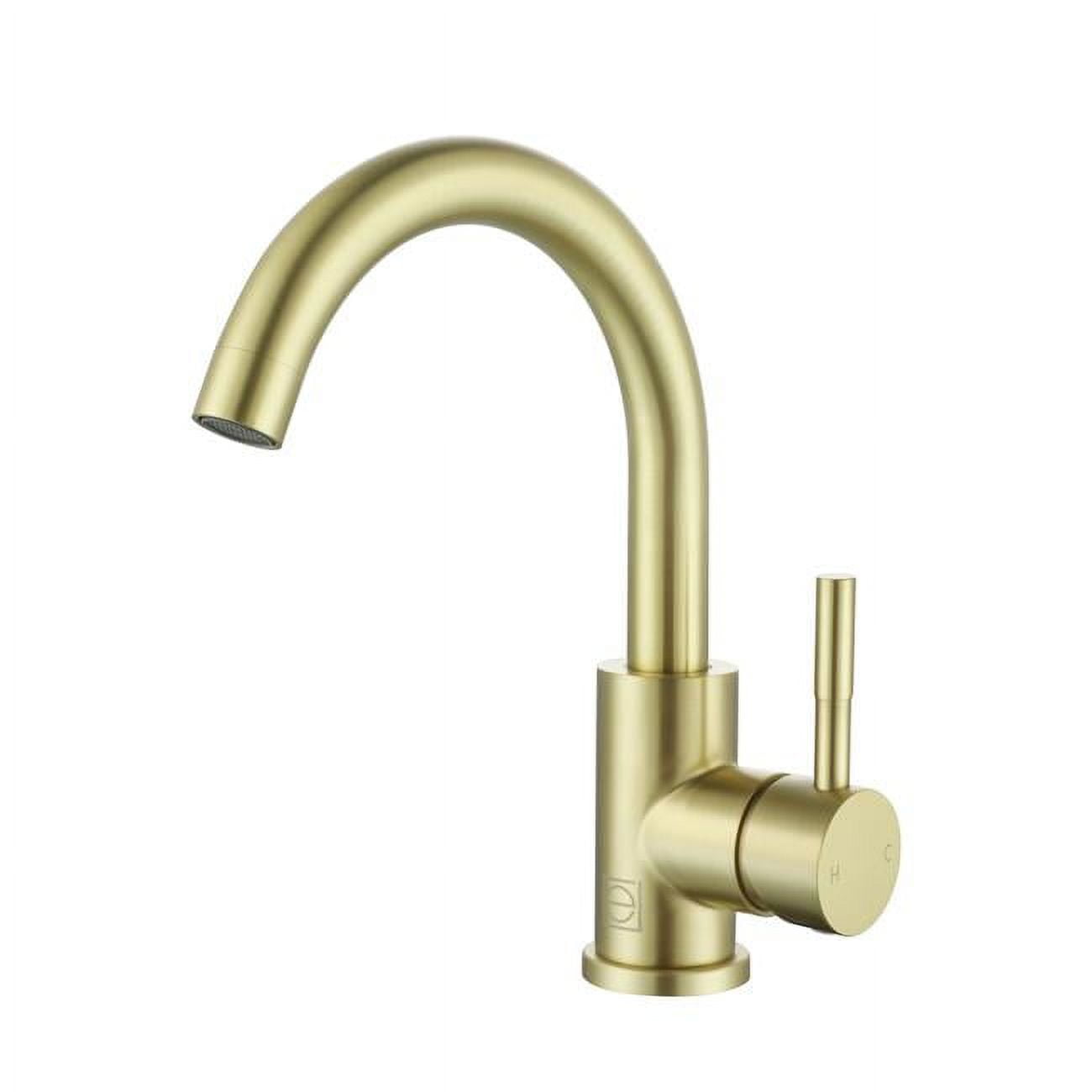 Brushed Gold Stainless Steel Single-Handle Bathroom Faucet