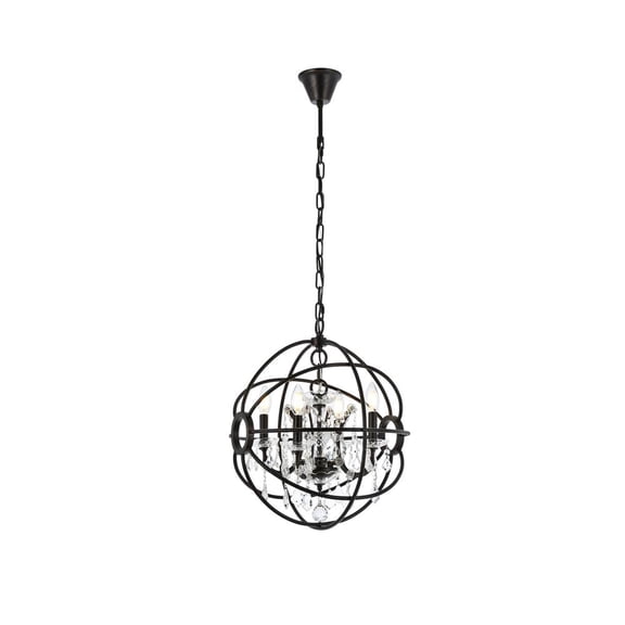 Elegant Lighting Geneva 17" 4 Light Royal Crystal Pendant Lamp