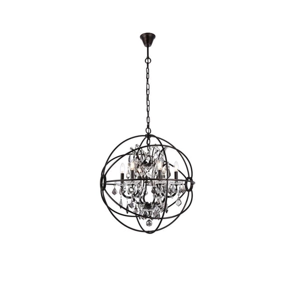 Elegant Lighting Geneva 25" 6 Light Royal Crystal Pendant Lamp