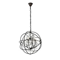 Elegant Lighting Geneva 25" 6 Light Royal Crystal Pendant Lamp
