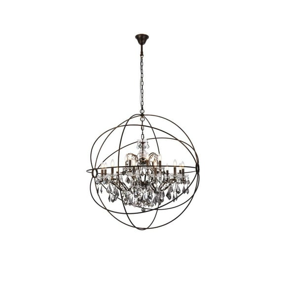 Elegant Lighting Geneva 44" 18 Light Royal Crystal Pendant Lamp