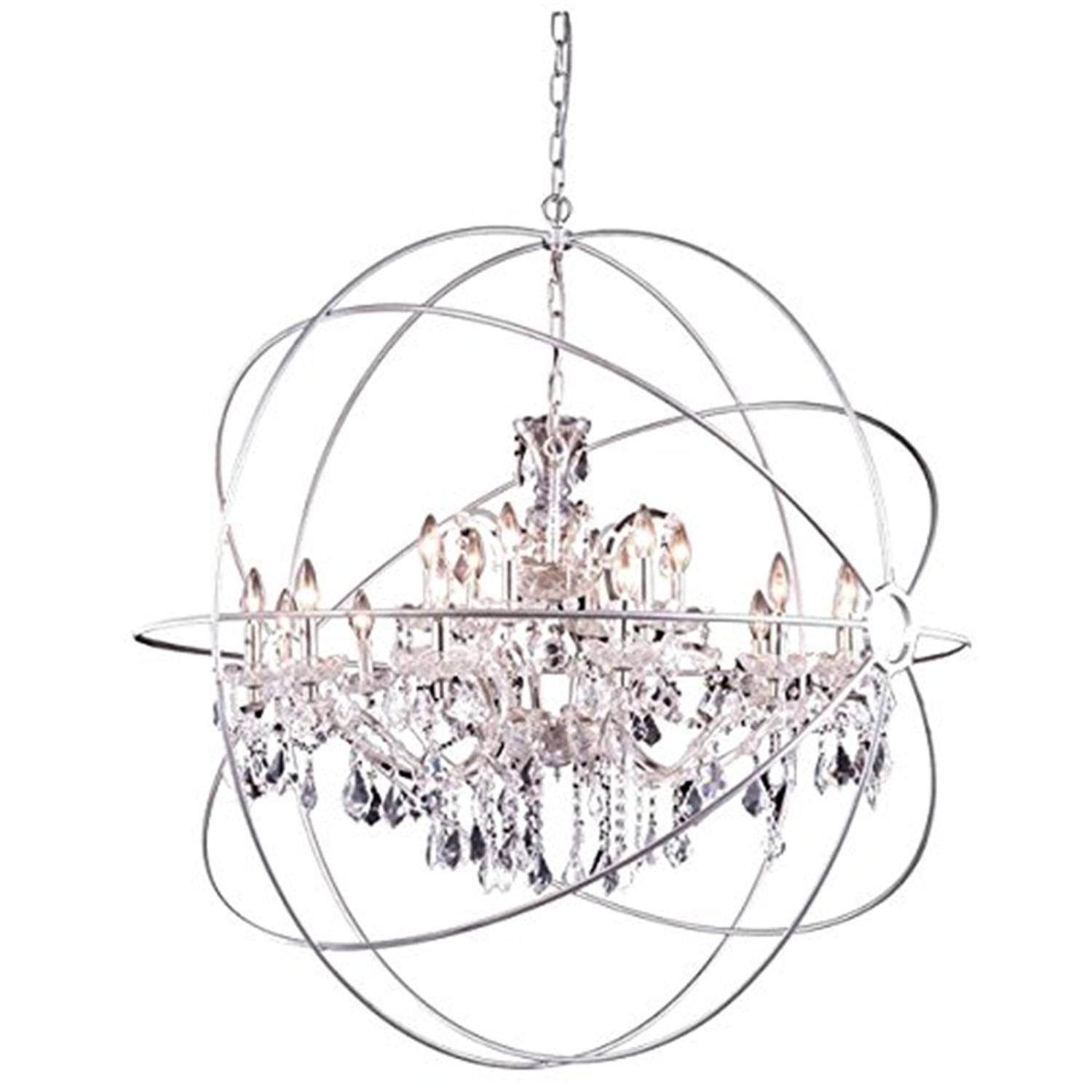 Geneva 18-Light Polished Nickel Crystal Globe Chandelier
