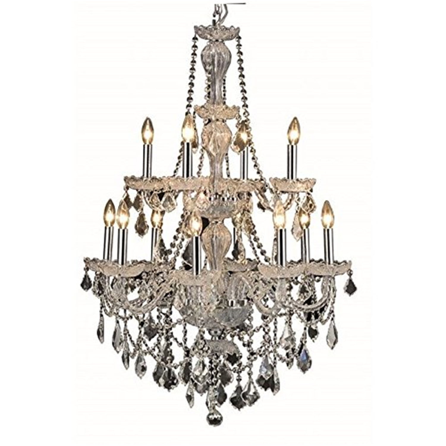 Giselle 28" Chrome Crystal 12-Light Candle Chandelier
