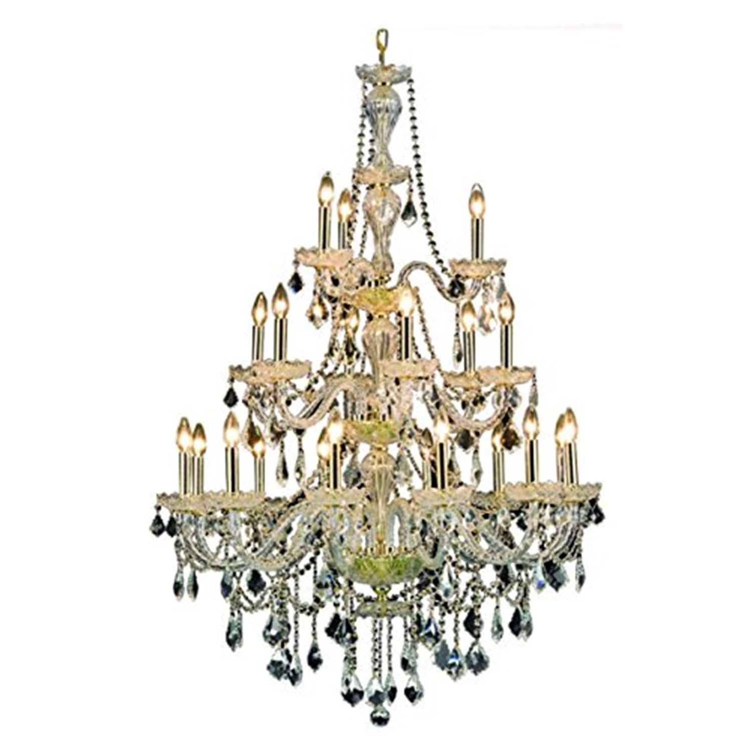 Grand Gold and Clear Crystal 21-Light Chandelier