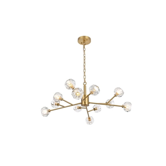 Elegant Lighting Graham 12-Light Modern Crystal/Iron Pendant in Gold