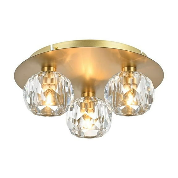 Elegant Lighting Graham 3-Light Crystal/Iron Ceiling Lamp in Gold