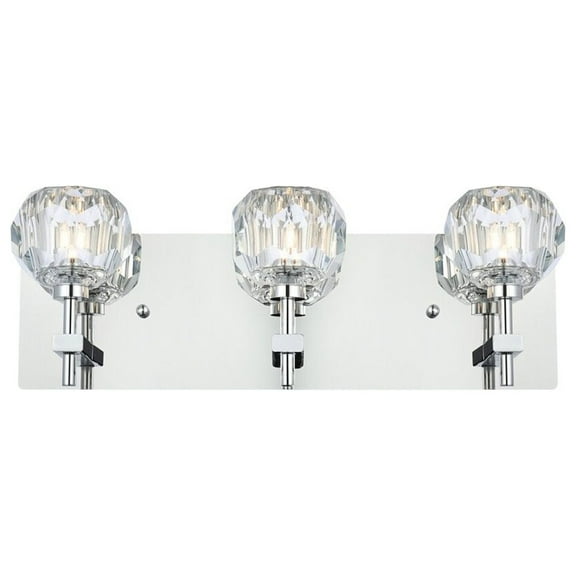 Elegant Lighting Graham 3-Light Crystal/Iron Wall Sconce in Chrome
