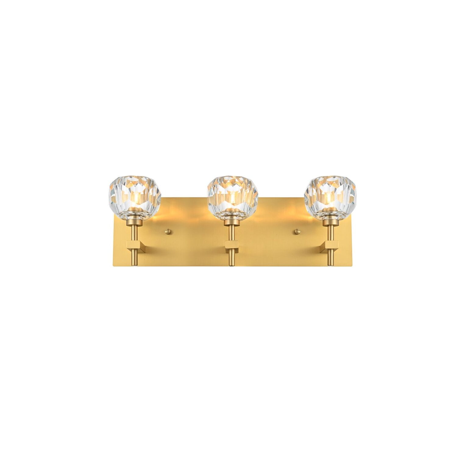Gold Iron 3-Light Wall Sconce with Clear Crystal Shades