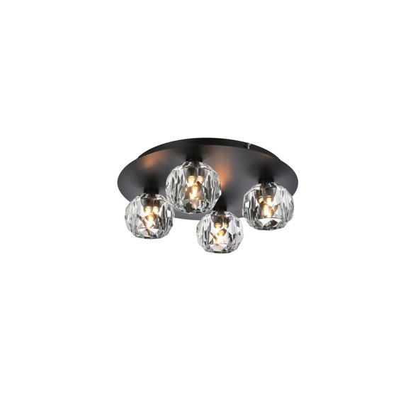 Elegant Lighting Graham 4-Light Crystal/Iron Ceiling Lamp in Black