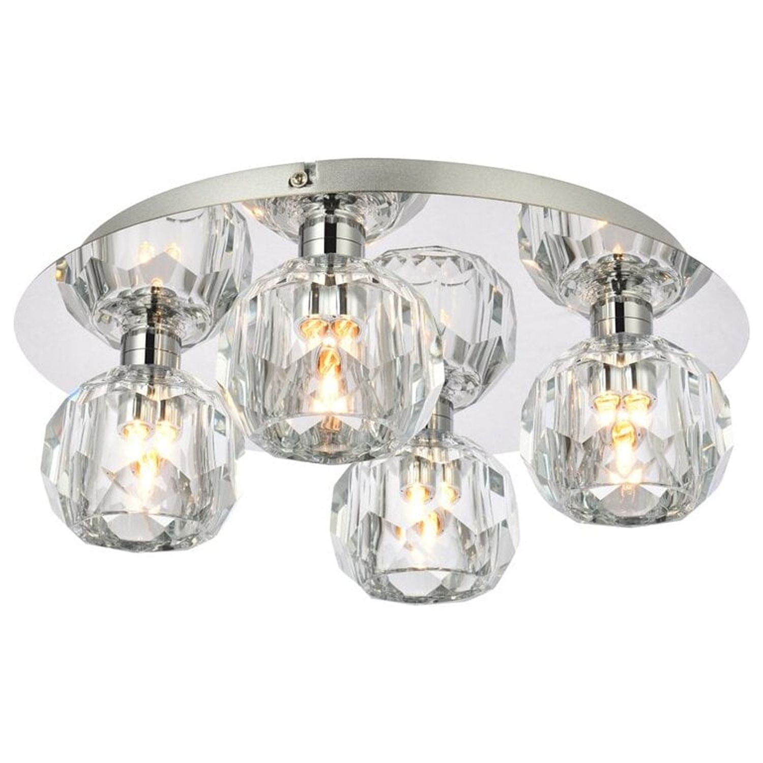 Modern Chrome Globe Ceiling Lamp with K9 Crystal Spheres