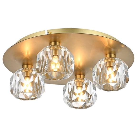 Elegant Lighting Graham 4-Light Crystal/Iron Ceiling Lamp in Gold