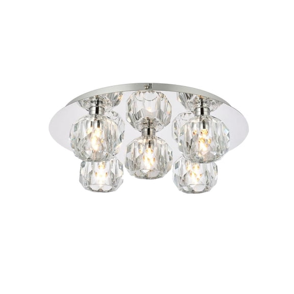 Elegant Lighting Graham 5-Light Crystal/Iron Ceiling Lamp in Chrome