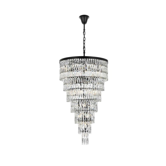 Elegant Lighting Josephine 32 inch Rectangular Chandelier in Black