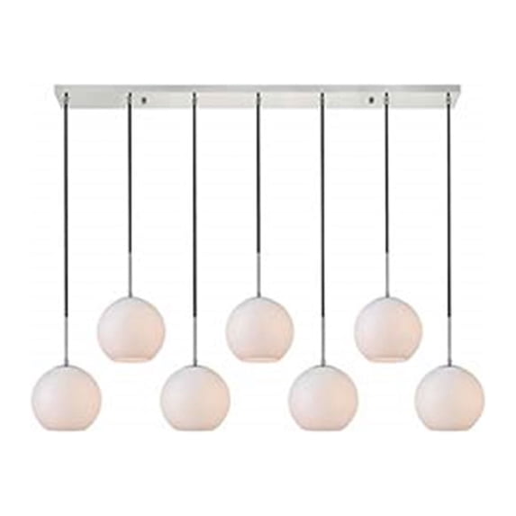 Living District Baxter 7 Lights Chrome Pendant With Frosted White Glass