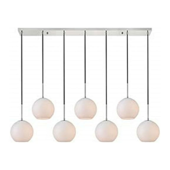 Living District Baxter 7 Lights Chrome Pendant With Frosted White Glass