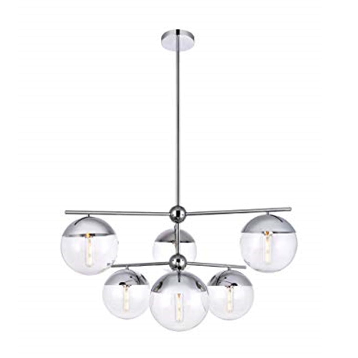 Elegant Chrome and Clear Glass 36" Modern Pendant Light