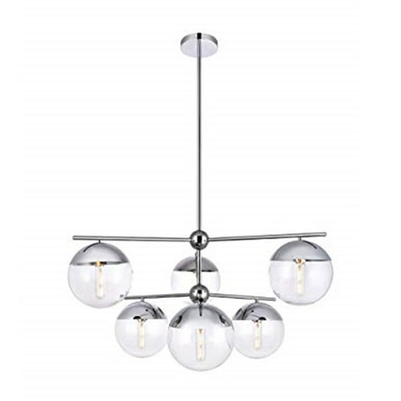 Eclipse 6 Lights Chrome Pendant With Clear Glass
