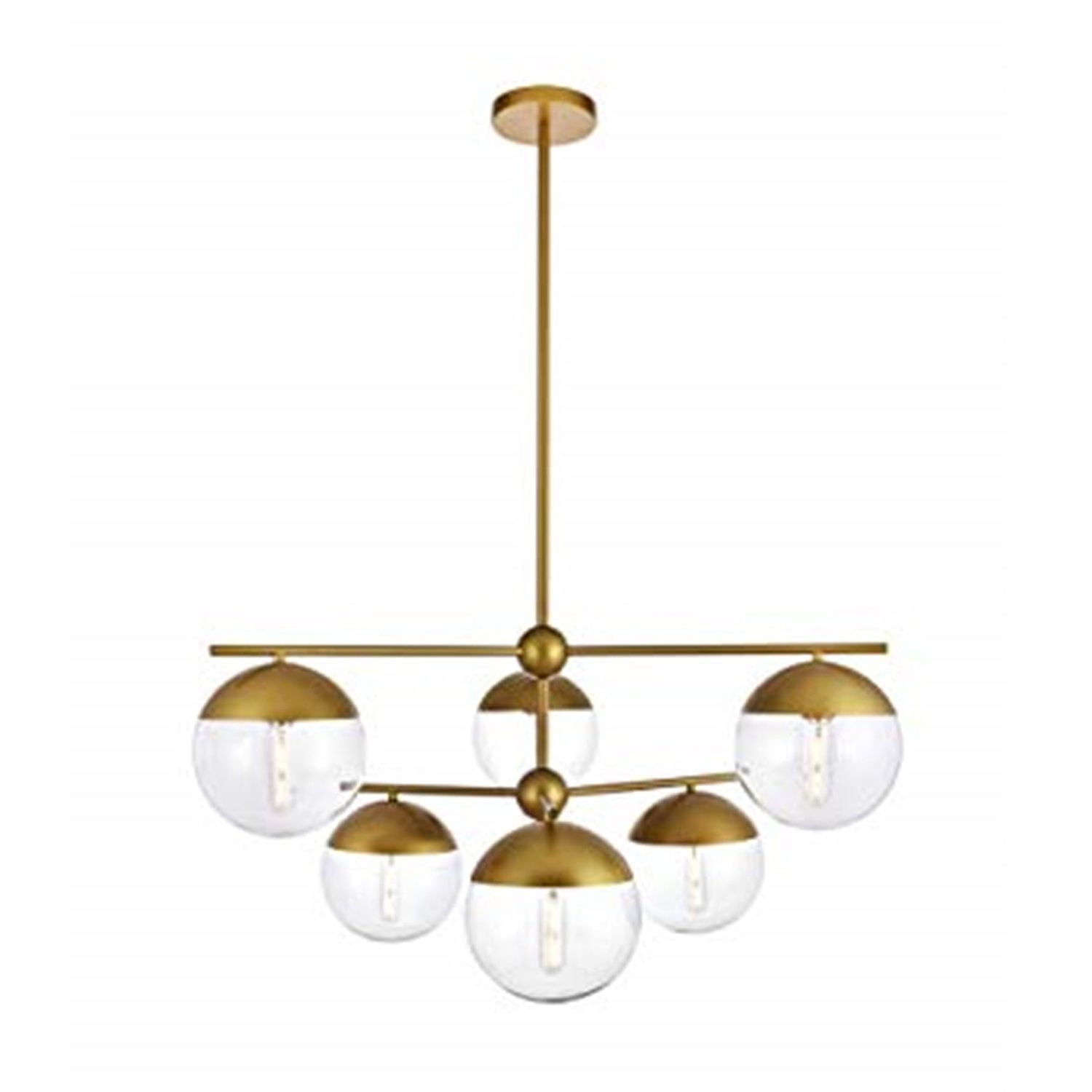 Elegant Eclipse 6-Light Brass & Clear Glass Contemporary Chandelier