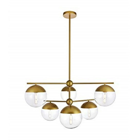 Eclipse 6 Lights Brass Pendant With Clear Glass