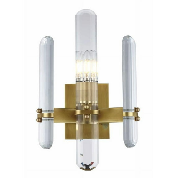 Elegant Lighting Lincoln 1 light Burnished Brass Wall Sconce Clear Royal Cut Crystal