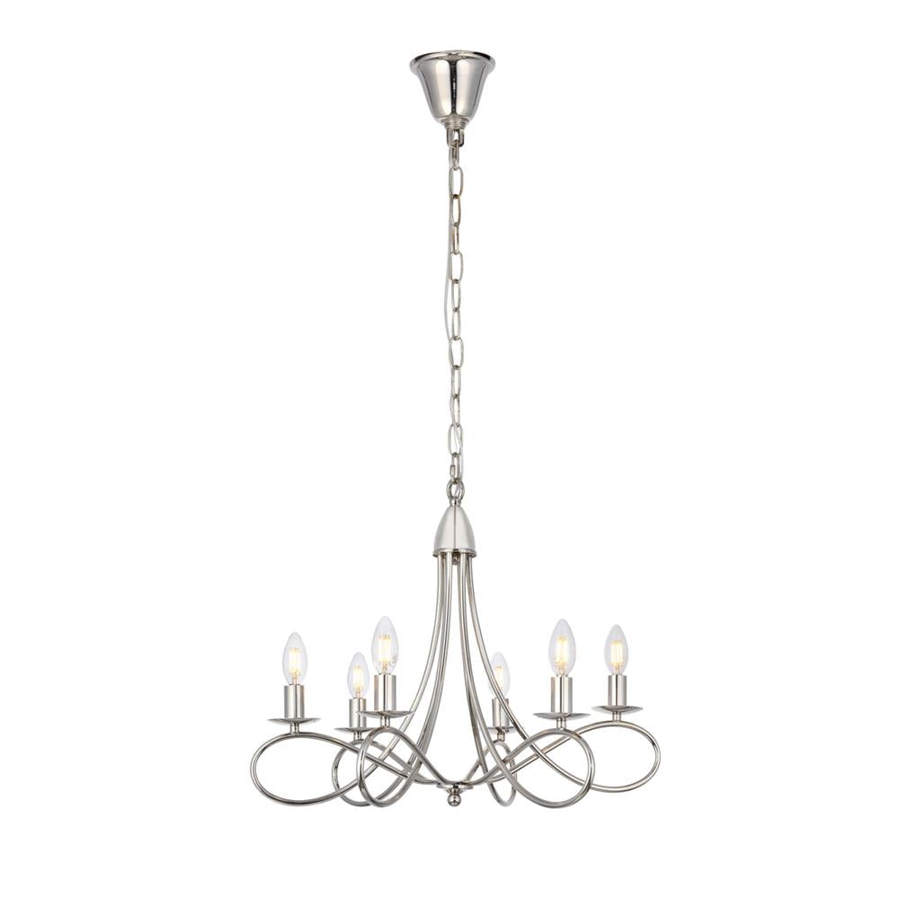 Lyndon Polished Nickel 6-Light Pendant Chandelier