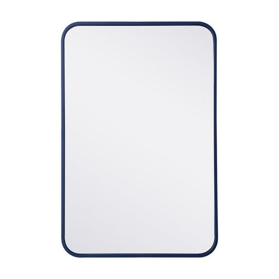 Elegant Lighting MR802030BL 20 x 30 in. Soft Corner Metal Rectangular Mirror, Blue