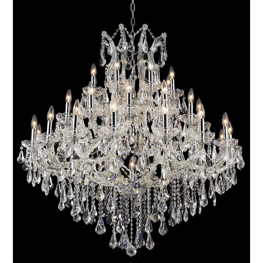 Elegant 44" Chrome Crystal Chandelier with Clear Royal Cut Crystal