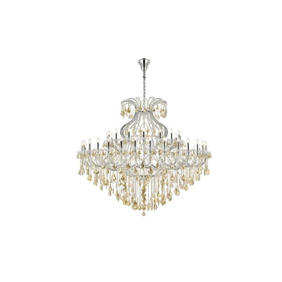 Elegant Lighting Maria Theresa 49 light Chrome Chandelier Golden Teak (Smoky) Royal Cut Crystal