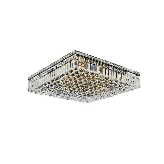 Elegant Lighting Maxime 24" Metal and Crystal Flush Mount in Black Finish