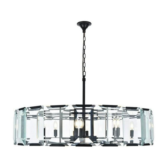Elegant Lighting Monaco 43" 10 Light Glass Crystal Pendant Lamp