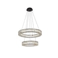 thumbnail image 1 of Elegant Lighting Monroe 24" Metal and Crystal LED Double Ring Pendant in Black, 1 of 3
