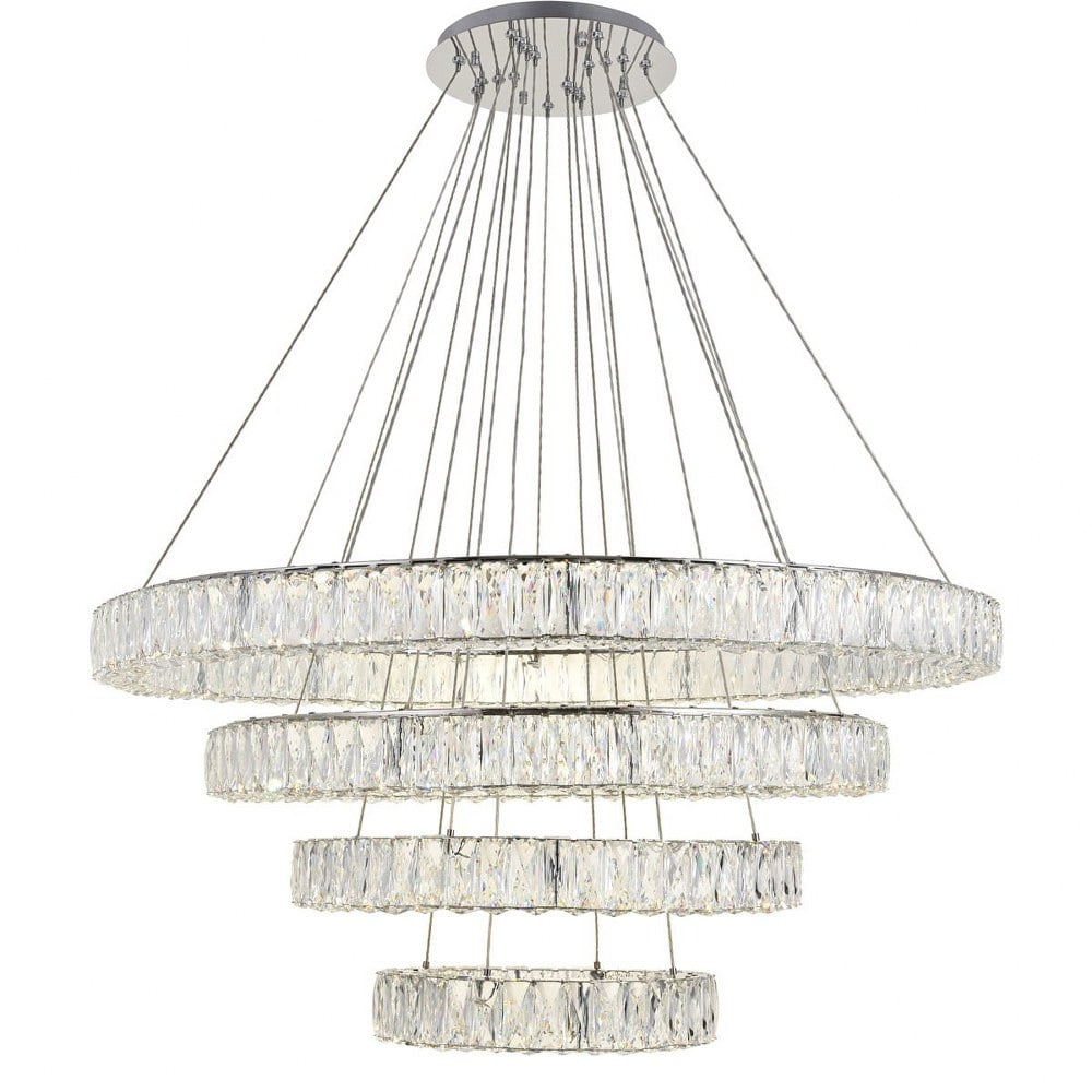 Monroe Chrome Drum LED Chandelier with Clear Crystals
