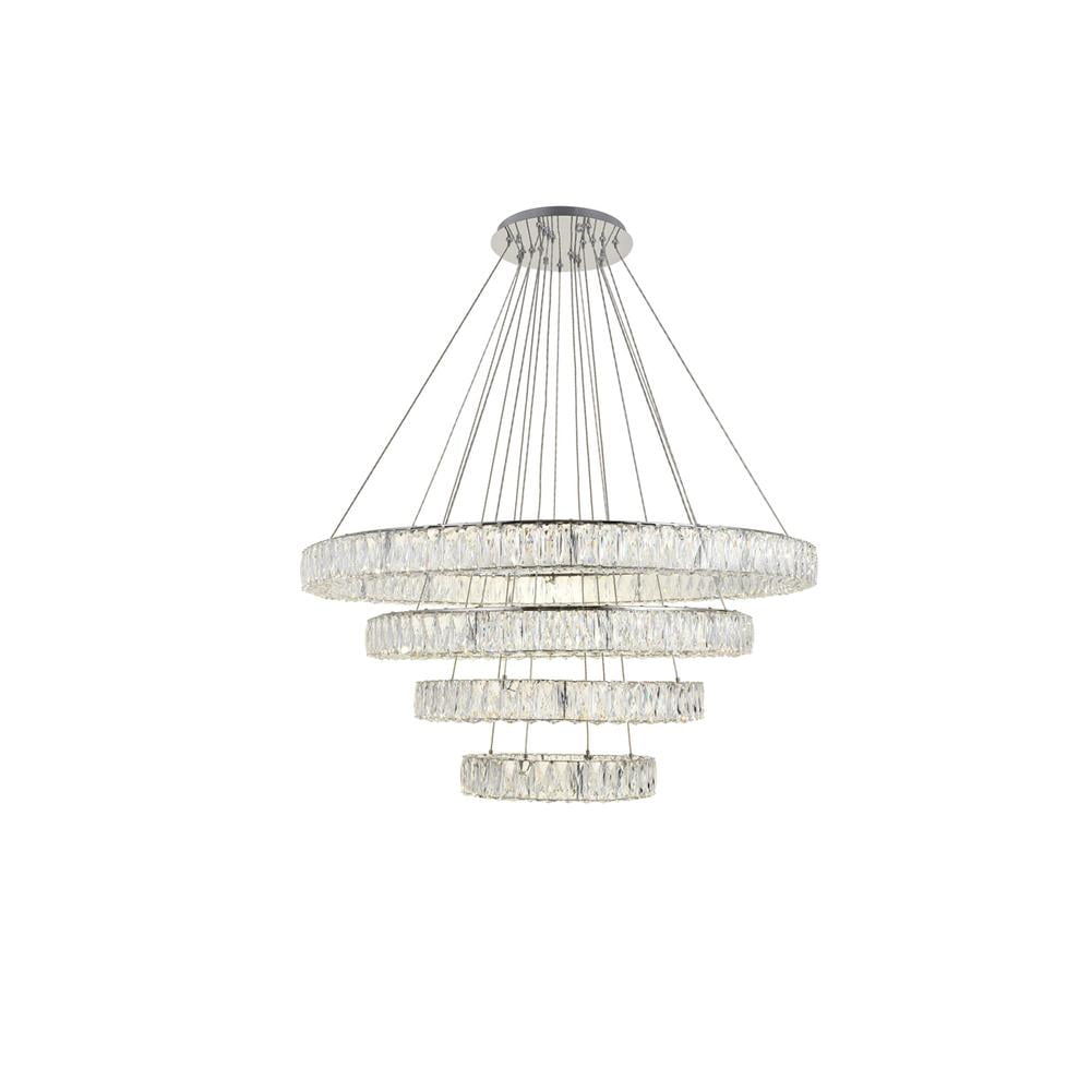 Monroe Chrome Drum LED Chandelier with Clear Crystals