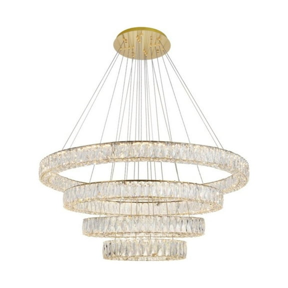 Monroe Integrated LED chip light Gold Chandelier Clear Royal Cut Crystal