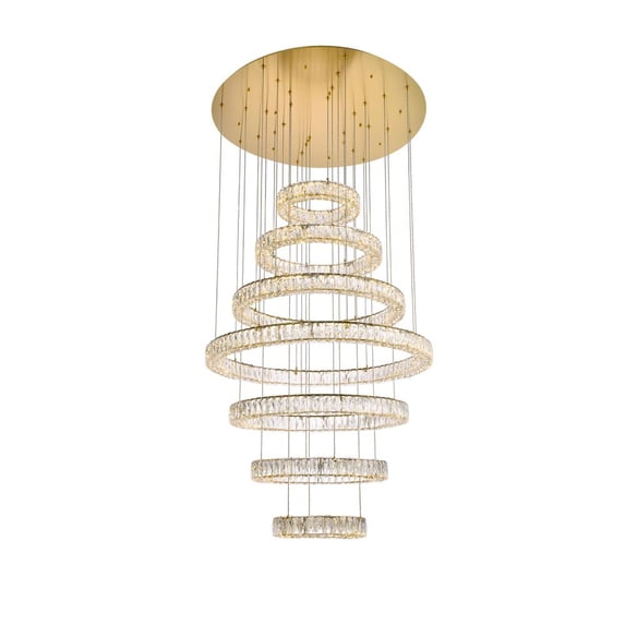 Elegant Lighting Monroe 40 inch LED seven ring chandelier in gold