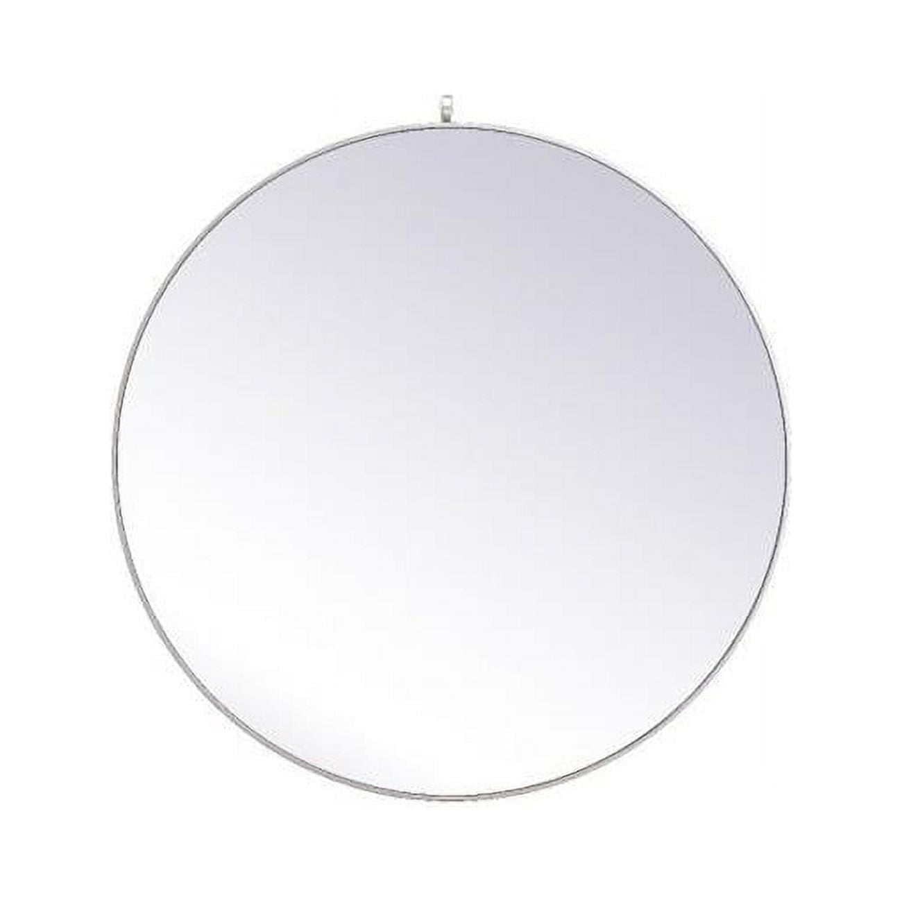 Elegant Rowan Contemporary Silver Round Wood Mirror 45"