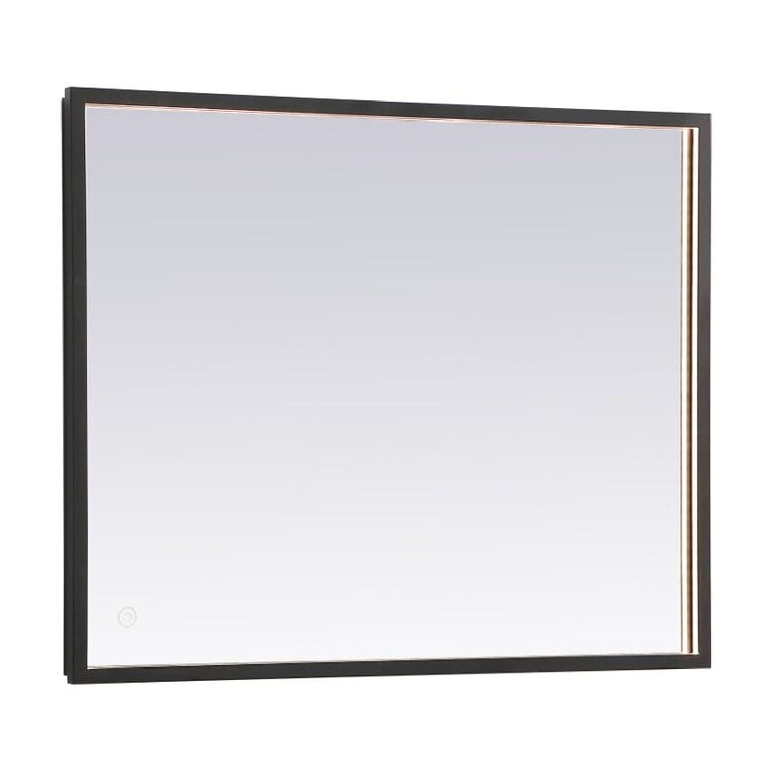 Elegant Black Aluminum Rectangular LED Mirror with Adjustable Color Temperature