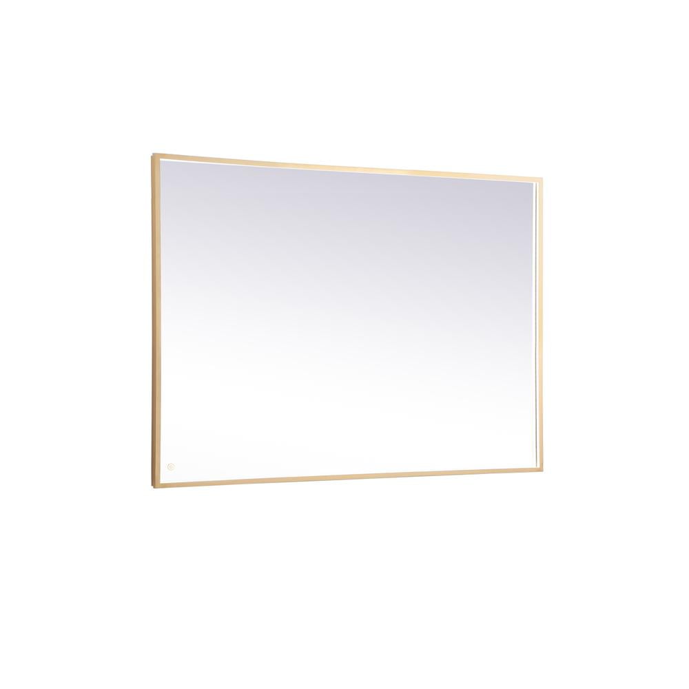 Elegant Brass Rectangular LED Bathroom Vanity Mirror