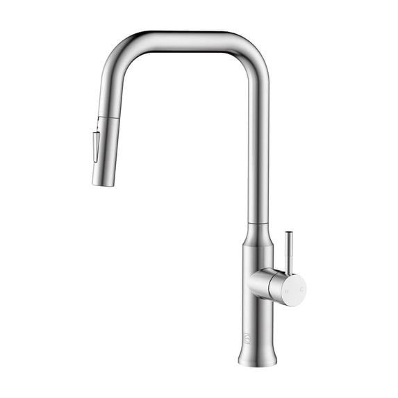 Elegant Lighting Noor Single Handle Pull Down Sprayer Kitchen Faucet In Brushed Nickel