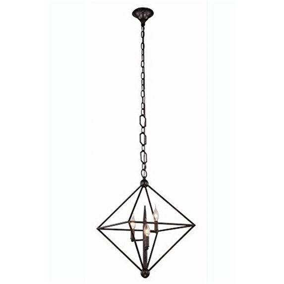 Elegant Lighting Nora 22" 3 Light Pendant Lamp in Aged Iron